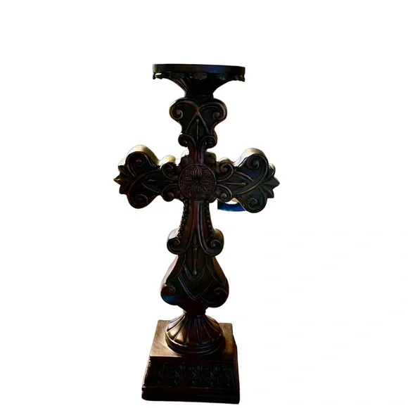 Beautiful Detailed Cross Candle Holder from Home Goods - Picture 4 of 5